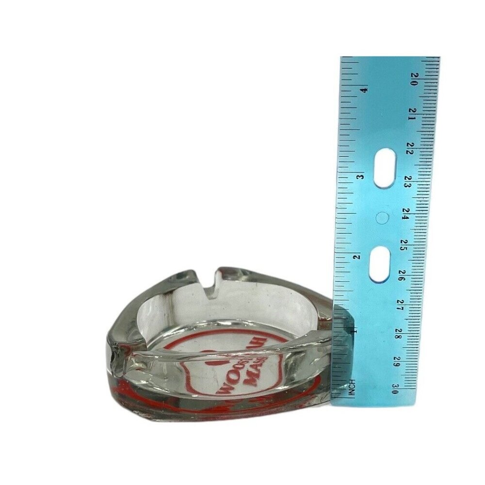 I Heart Woostah Mass. Triangular Ashtray Ash Tray Glass Dime Store Souvenir - Picture 7 of 8
